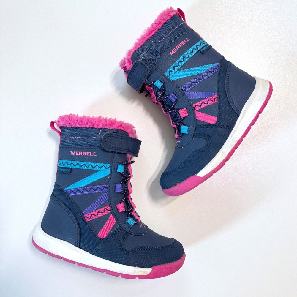 Merrell Snow Crush Winter Boots Toddler Kids Navy Pink Waterproof‎ ML165204 8M